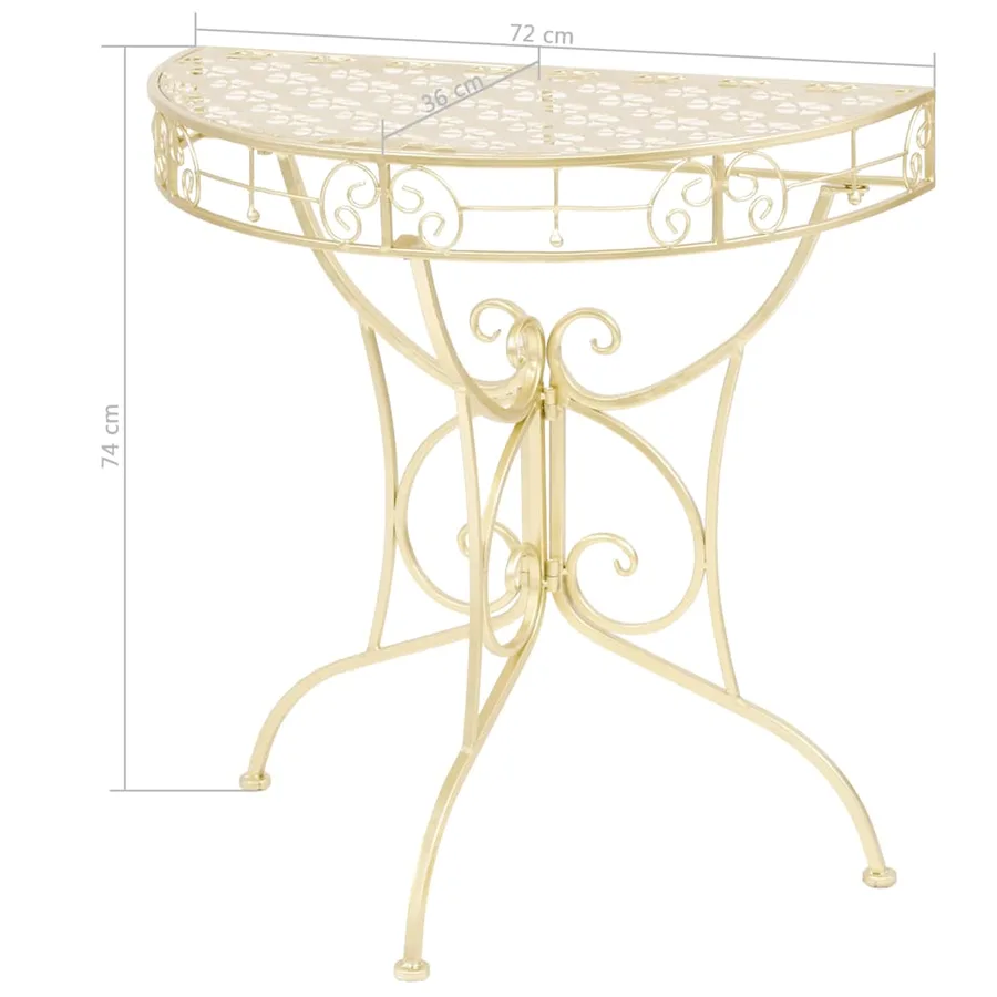 Table d'appoint Vintage Demi-ronde Métal 72x36x74 cm Doré - 6