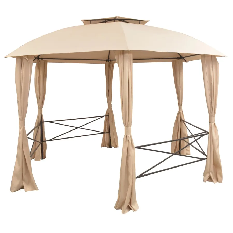 Chapiteau tente de jardin avec rideaux Hexagonal 360 x 265 cm - 2