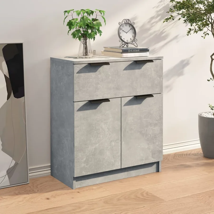 Buffet Gris béton 60x30x70 cm Bois d'ingénierie - 3