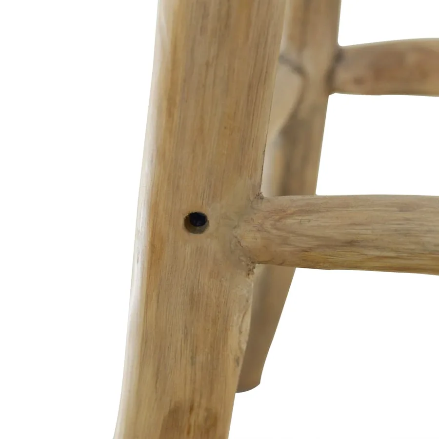 Tabouret de bar cuir de chèvre et bois de teck solide - 7