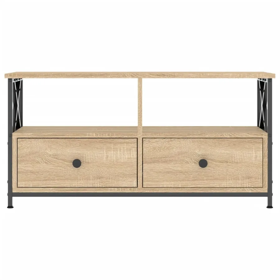 Meuble TV chêne sonoma 90x33x45 cm bois d'ingénierie et fer - 3