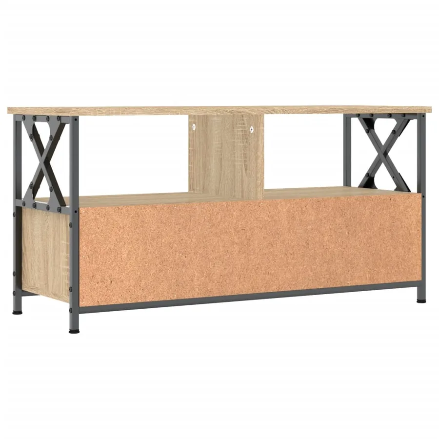 Meuble TV chêne sonoma 90x33x45 cm bois d'ingénierie et fer - 5