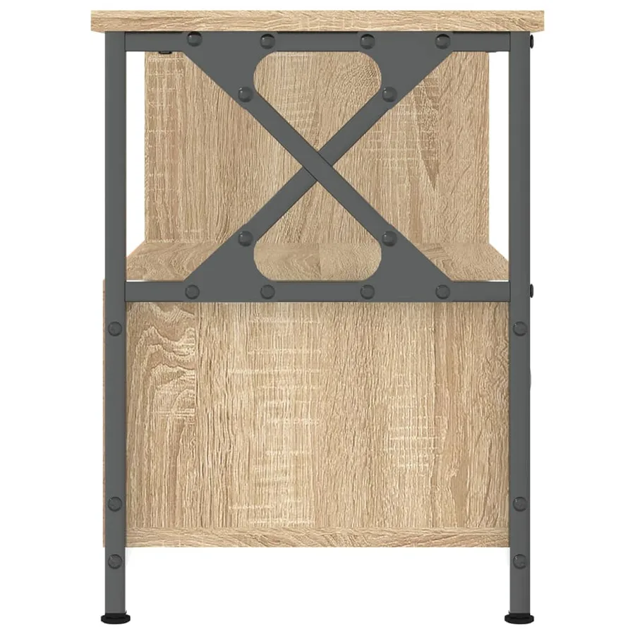 Meuble TV chêne sonoma 90x33x45 cm bois d'ingénierie et fer - 6