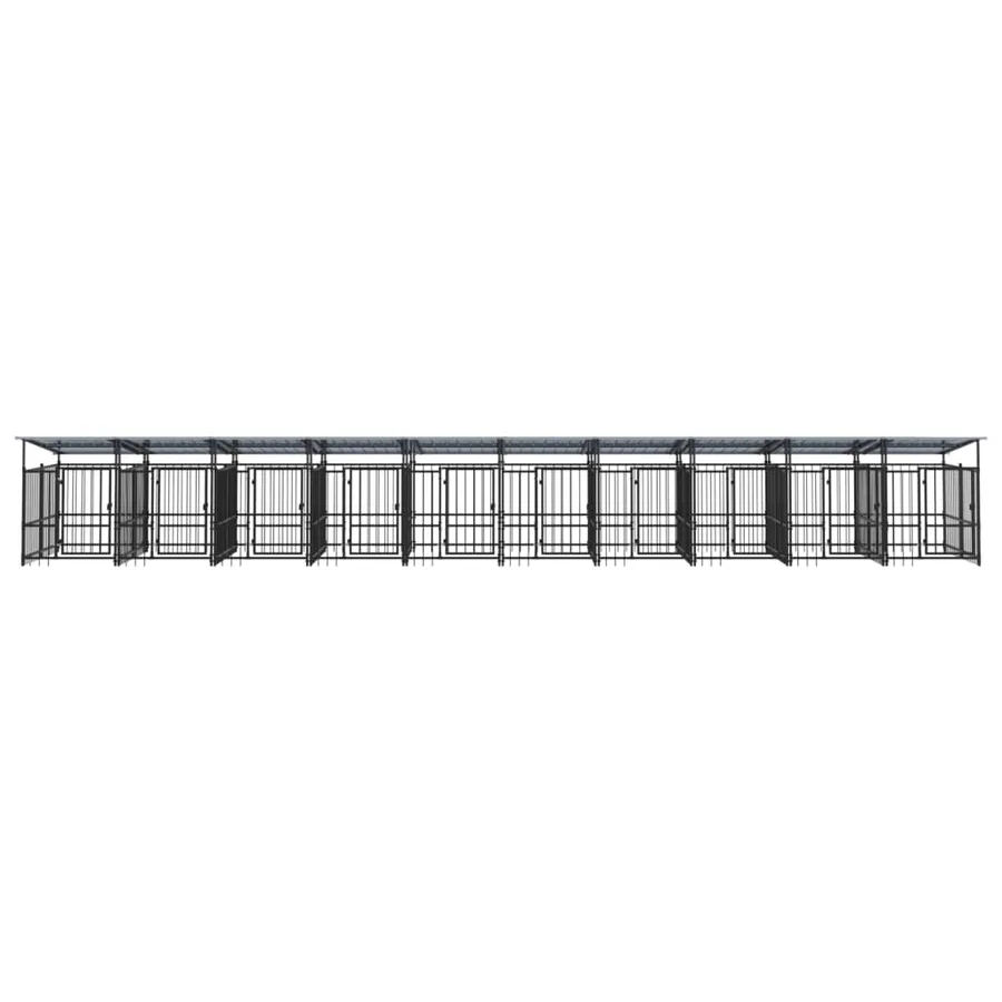 Chenil d'extérieur avec toit pour chiens Acier 18,77 m² - 3