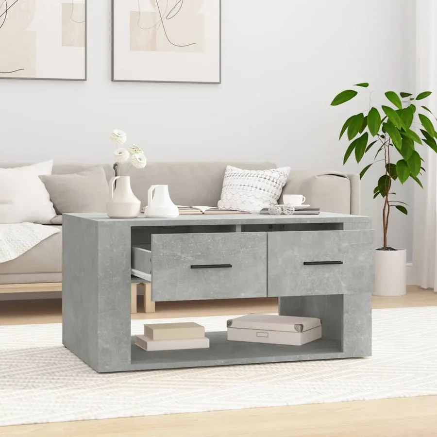 Table basse Gris béton 80x50x40 cm Bois d'ingénierie - 3