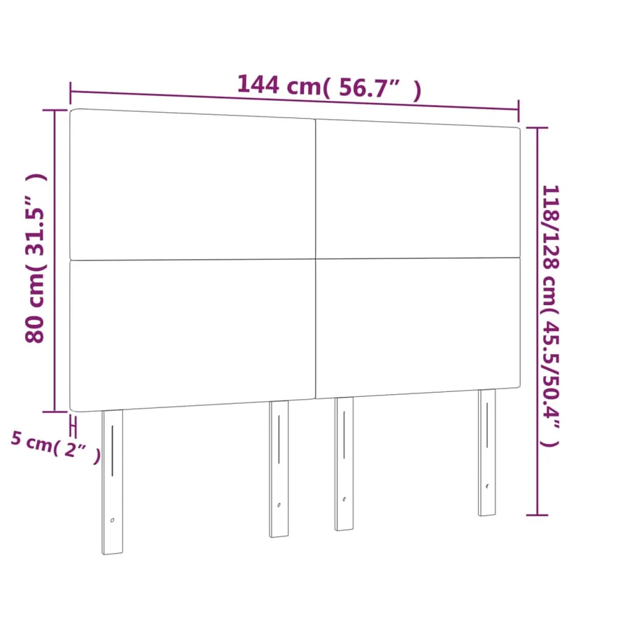 Tête de lit à LED Noir 144x5x118/128 cm Velours - 6