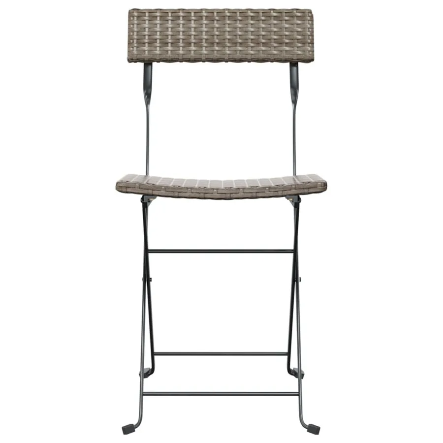 Chaises de bistrot pliantes lot de 8 Gris Résine tressée acier - 4
