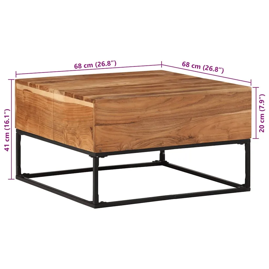 Table basse 68x68x41 cm Bois d'acacia solide - 11