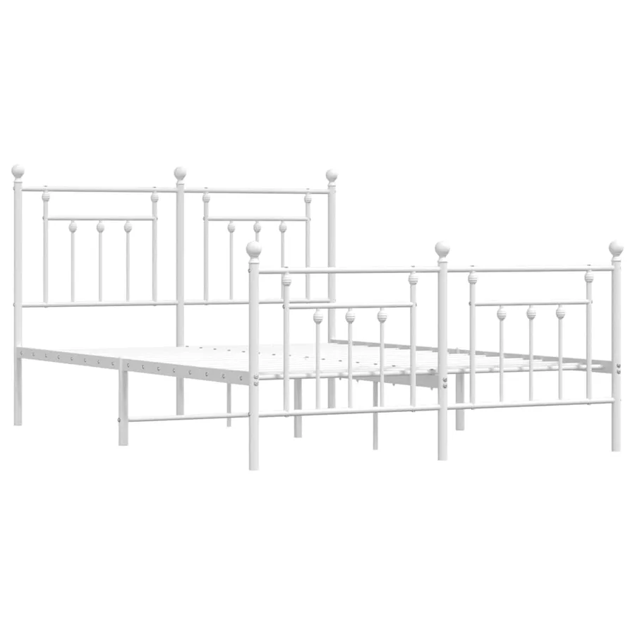 Cadre de lit métal sans matelas et pied de lit blanc 150x200 cm - 3