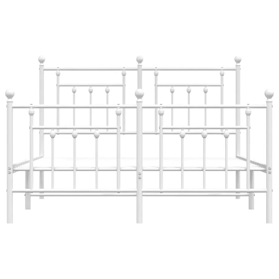 Cadre de lit métal sans matelas et pied de lit blanc 150x200 cm - 6