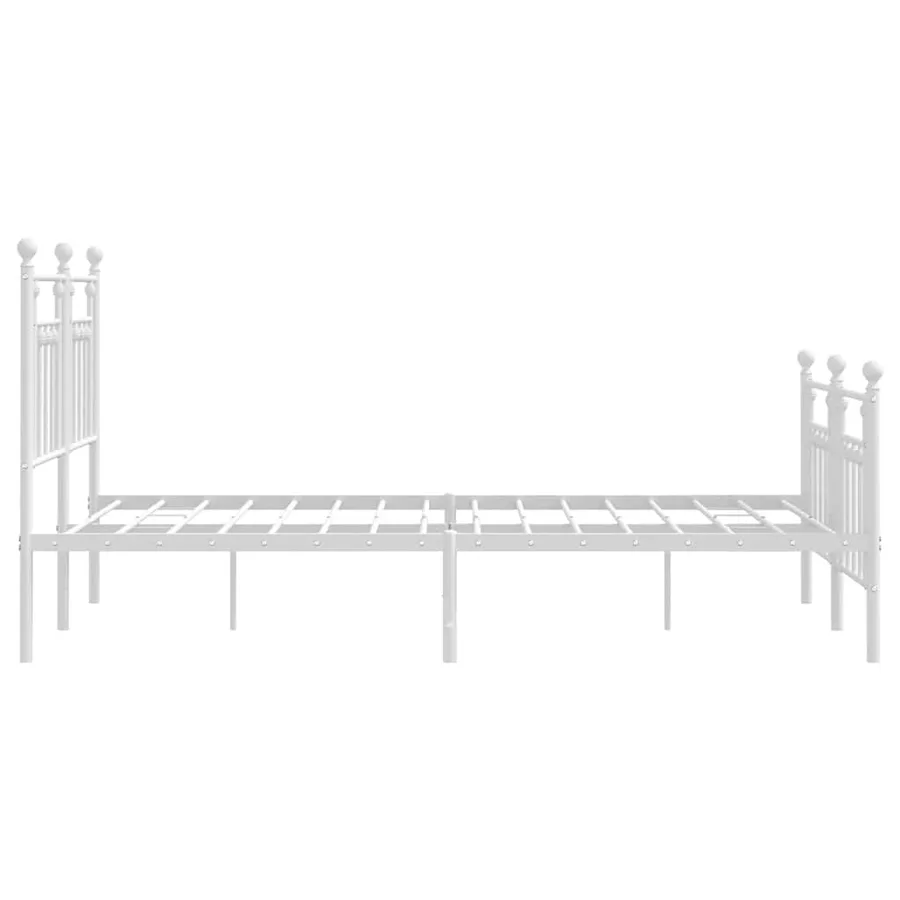 Cadre de lit métal sans matelas et pied de lit blanc 150x200 cm - 7