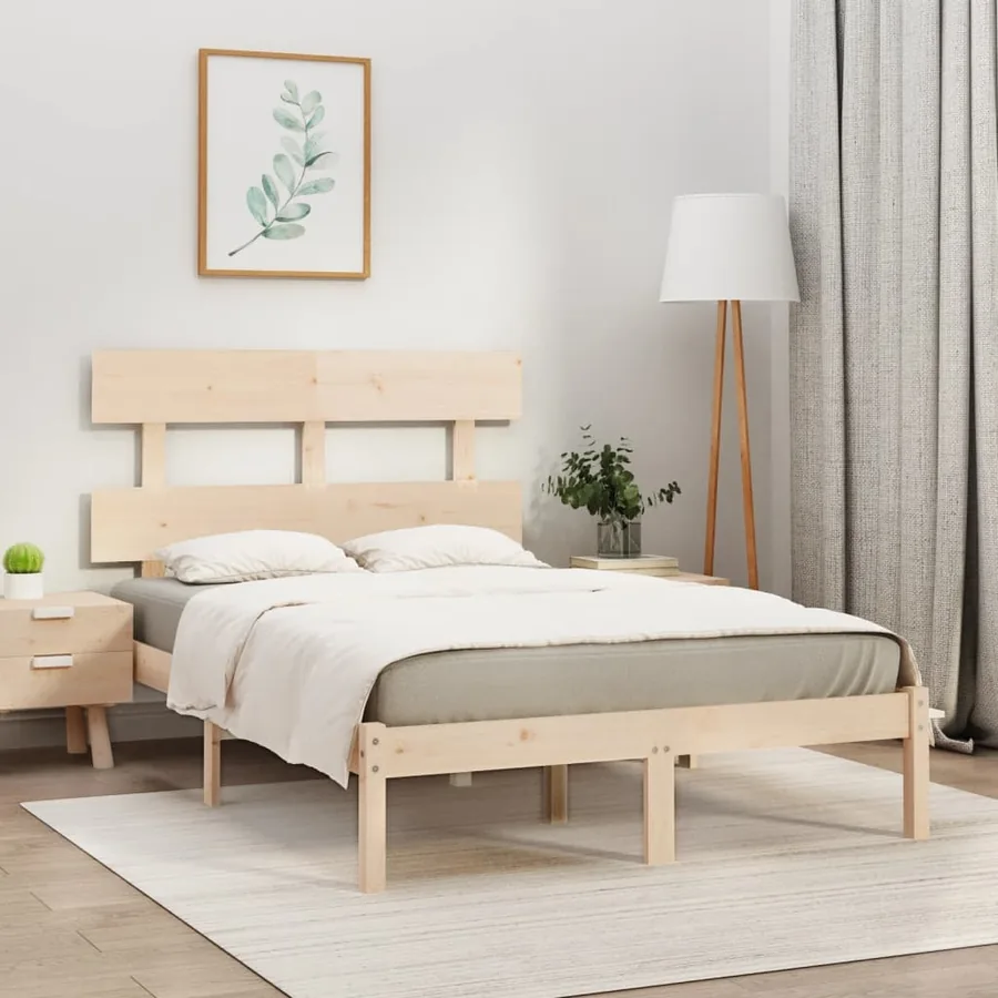 Cadre de lit sans matelas 140x190 cm bois massif