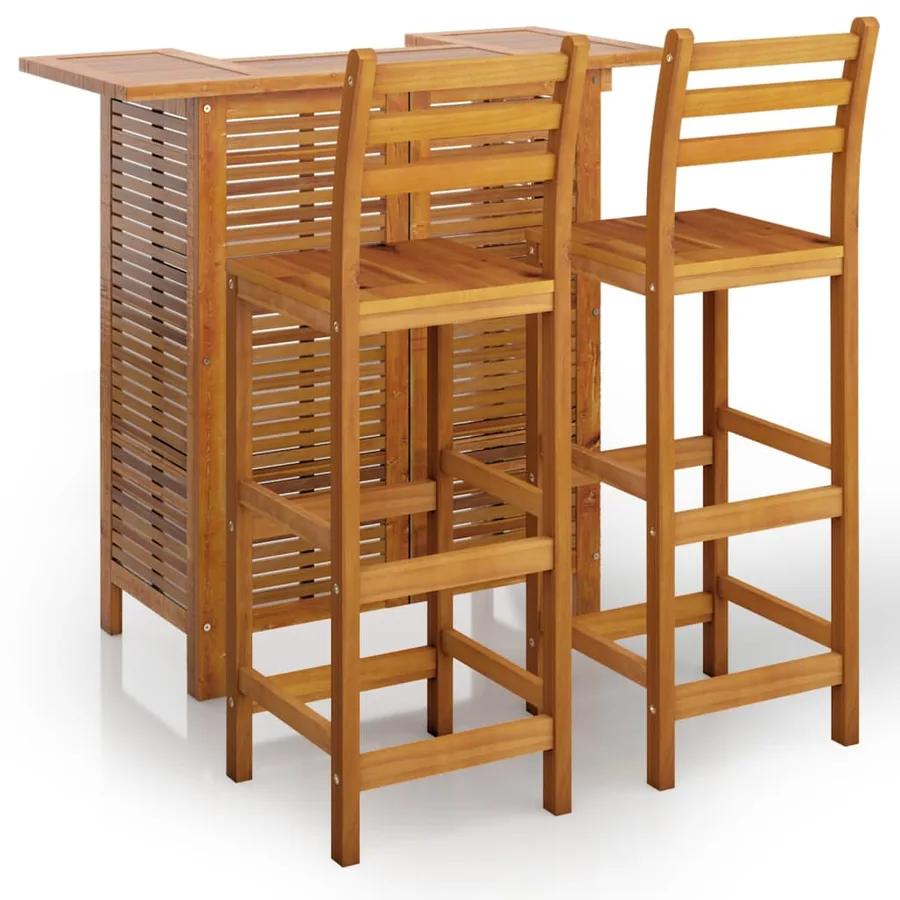 Ensemble de bar de jardin 3 pcs Bois d'acacia solide - 2