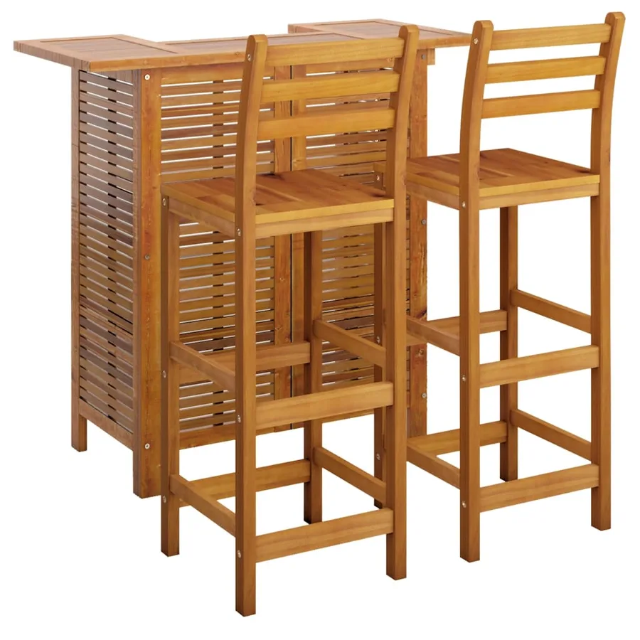 Ensemble de bar de jardin 3 pcs Bois d'acacia solide - 3