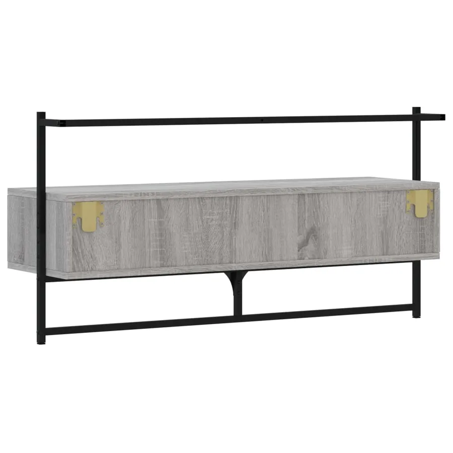 Meuble TV mural sonoma gris 100,5x30x51 cm bois d'ingénierie - 8