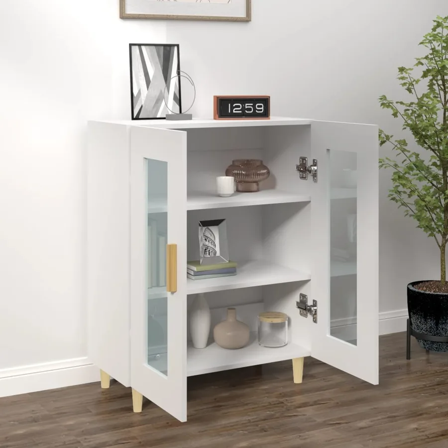 Buffet blanc 69,5x34x90 cm bois d'ingénierie - 3