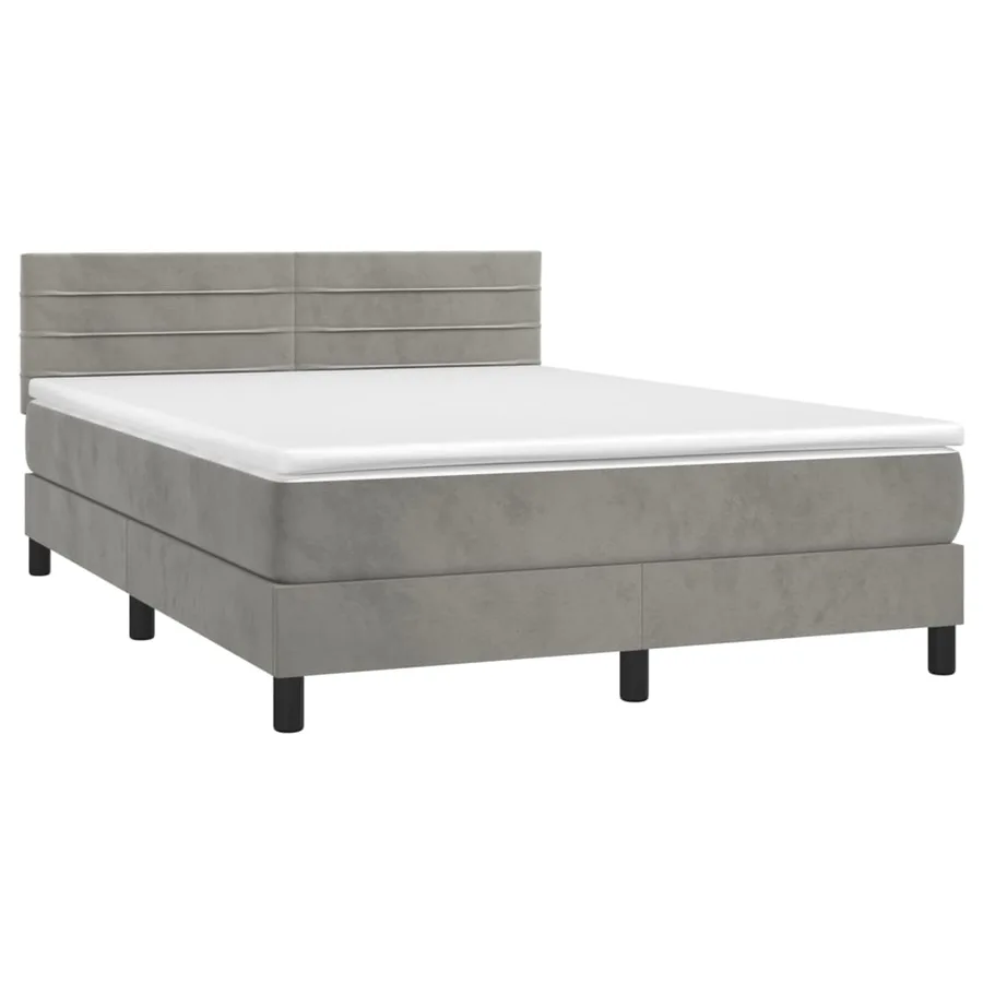 Sommier à lattes de lit avec matelas LED Gris clair 140x200 cm - 3