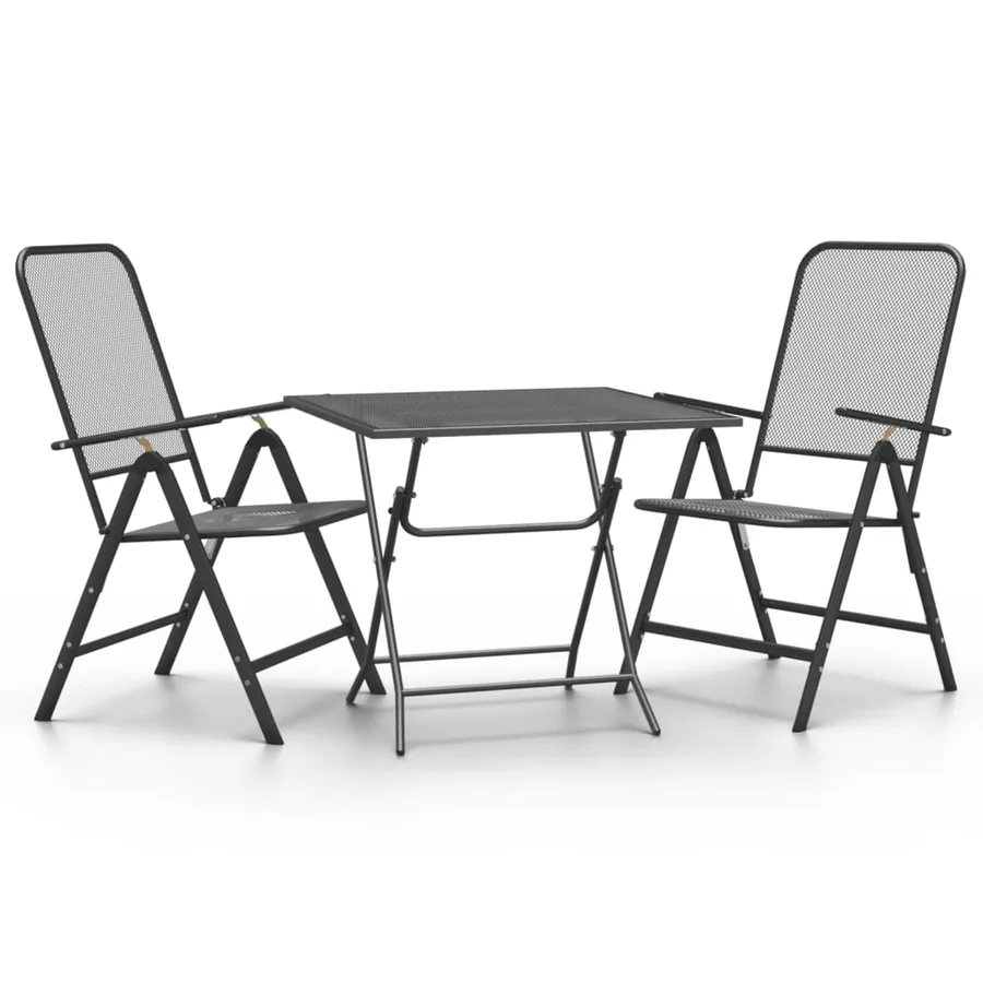 Ensemble à manger de jardin 3 pcs Maille Métal Anthracite - 2