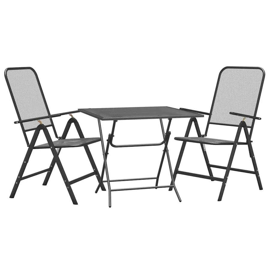 Ensemble à manger de jardin 3 pcs Maille Métal Anthracite - 3