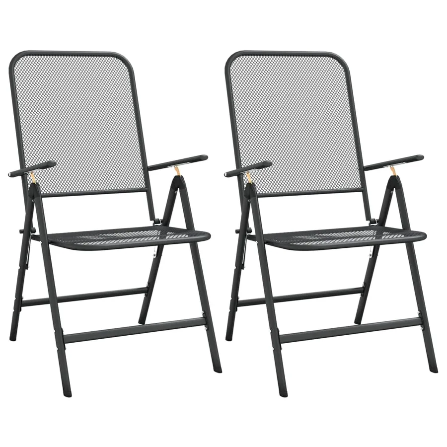 Ensemble à manger de jardin 3 pcs Maille Métal Anthracite - 8