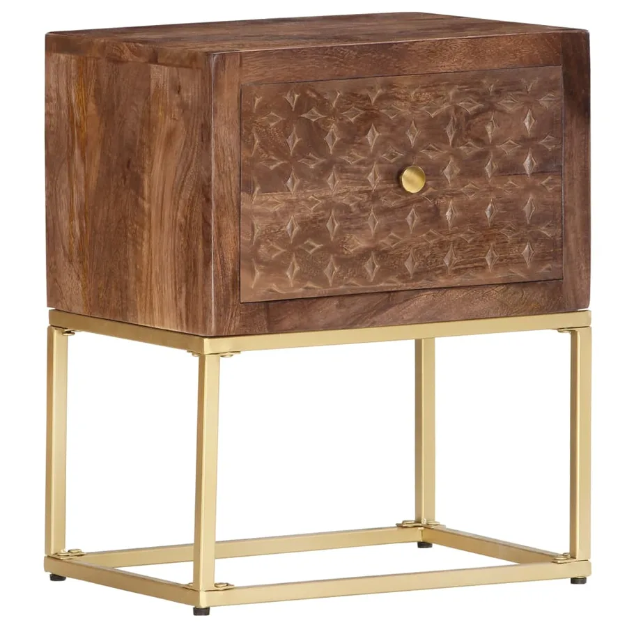 Table de chevet 40 x 30 x 50 cm Bois de manguier massif - 10