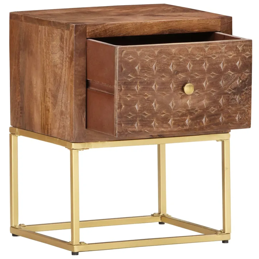 Table de chevet 40 x 30 x 50 cm Bois de manguier massif - 2