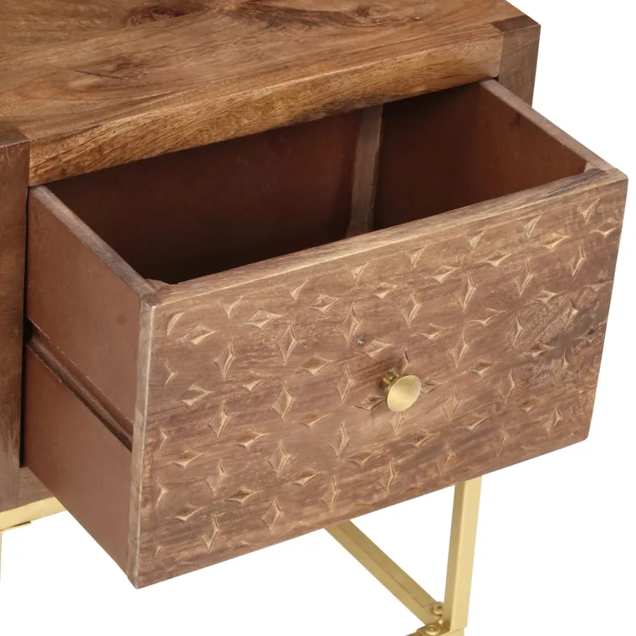 Table de chevet 40 x 30 x 50 cm Bois de manguier massif - 5