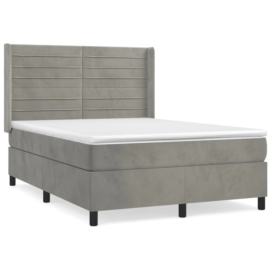 Sommier à lattes de lit et matelas Gris clair 140x190cm Velours - 2