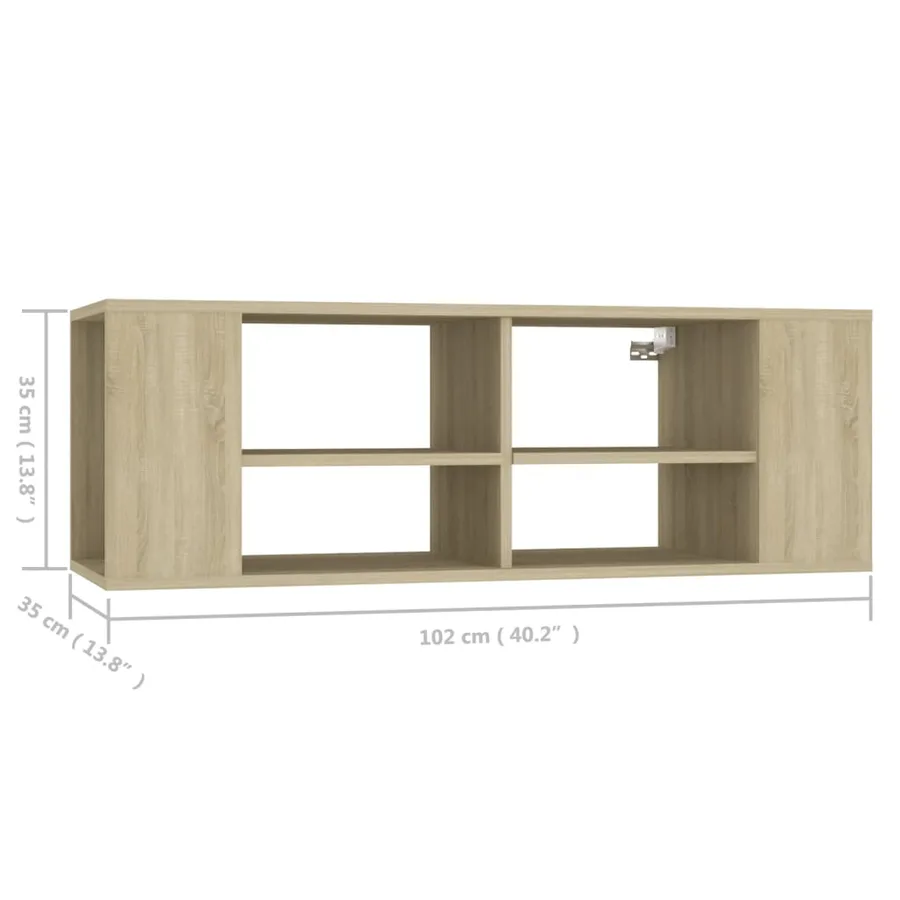 Meuble TV mural Chêne sonoma 102x35x35 cm Bois d’ingénierie - 7
