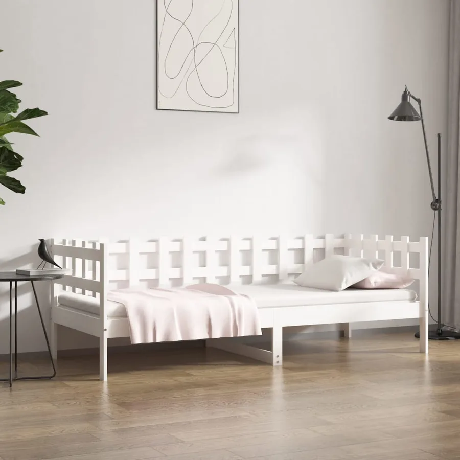 Lit de jour sans matelas blanc 80x200 cm bois de pin massif