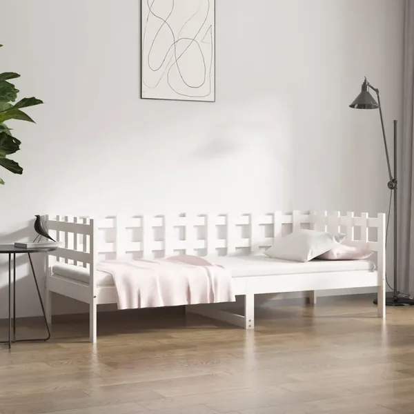 Lit de jour sans matelas blanc 80x200 cm bois de pin massif