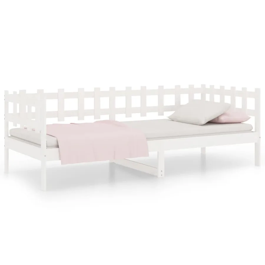 Lit de jour sans matelas blanc 80x200 cm bois de pin massif - 2