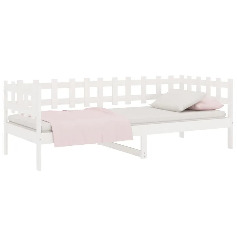 Lit de jour sans matelas blanc 80x200 cm bois de pin massif - 3