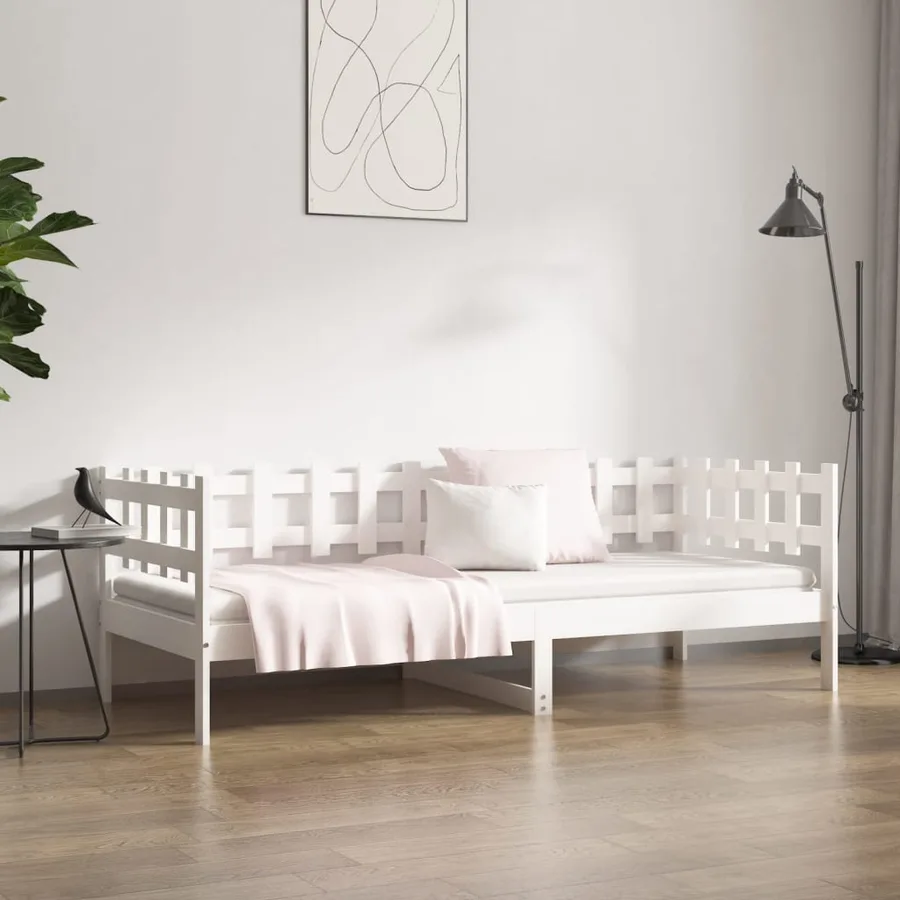 Lit de jour sans matelas blanc 80x200 cm bois de pin massif - 4