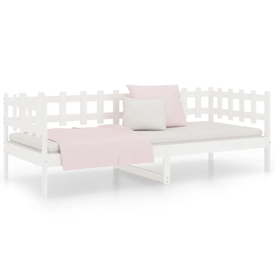 Lit de jour sans matelas blanc 80x200 cm bois de pin massif - 5