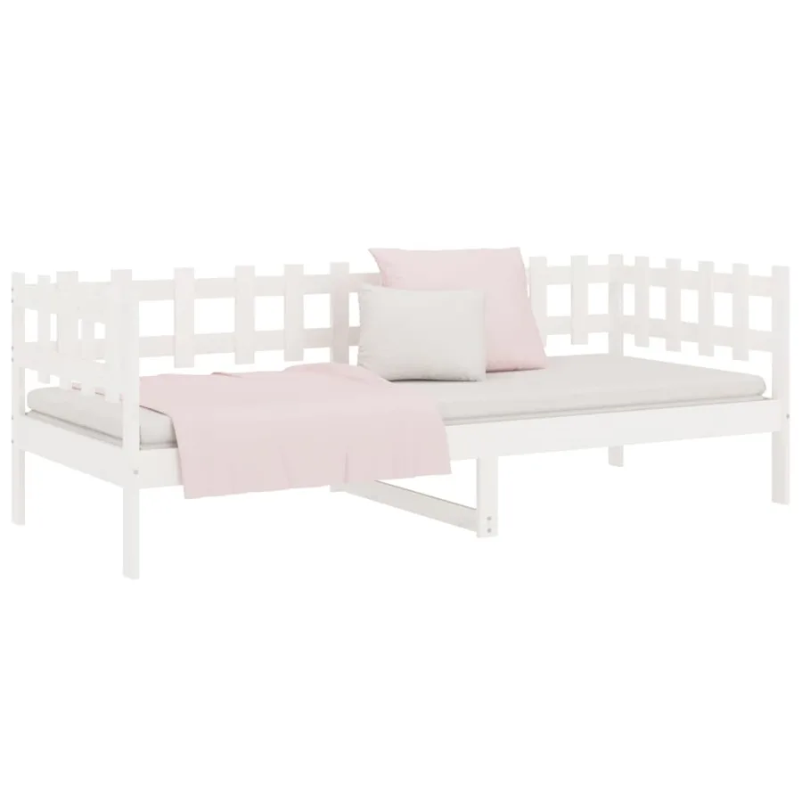 Lit de jour sans matelas blanc 80x200 cm bois de pin massif - 6