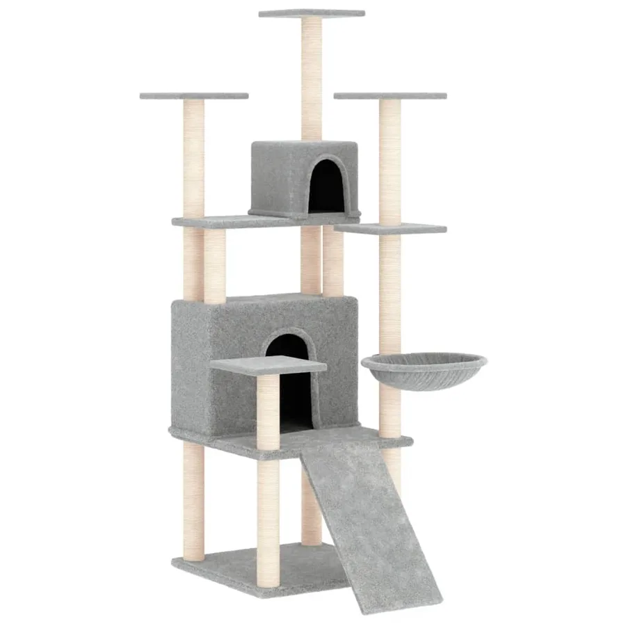 Arbre à chat avec griffoirs en sisal Gris clair 154 cm - 2