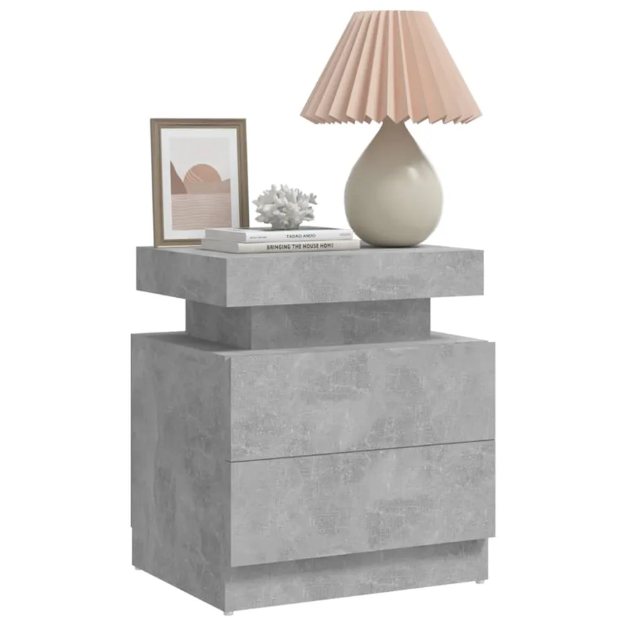 Table de chevet Gris béton 45x35x52 cm Bois d'ingénierie - 3