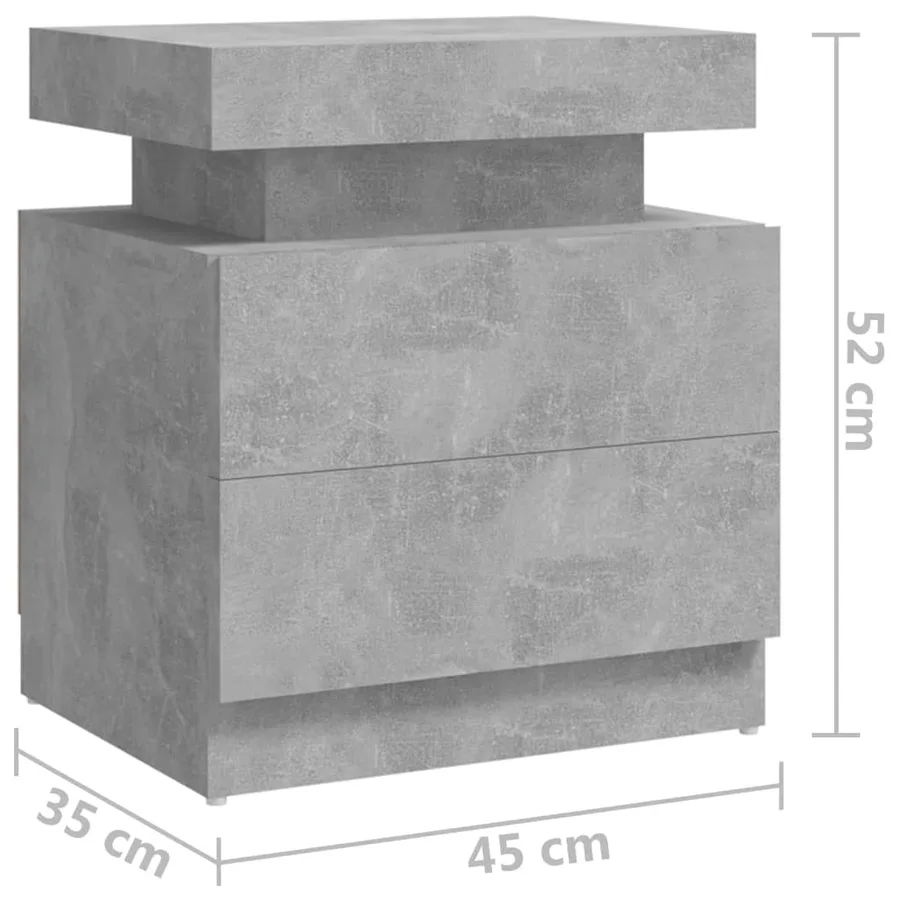Table de chevet Gris béton 45x35x52 cm Bois d'ingénierie - 7