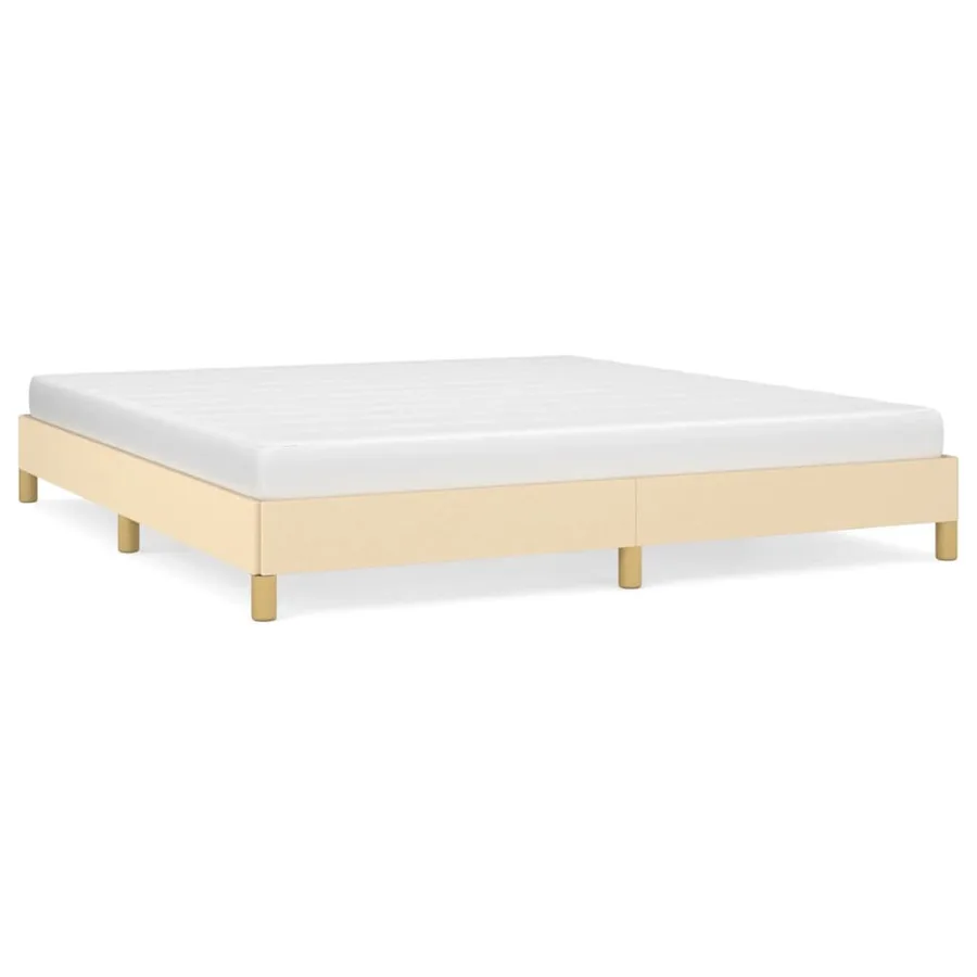 Cadre de lit sans matelas crème 180x200 cm tissu - 2