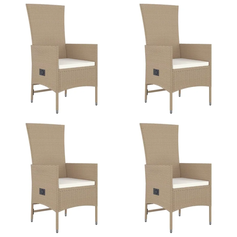 Ensemble à manger de jardin avec coussins 5pcs Beige poly rotin - 4