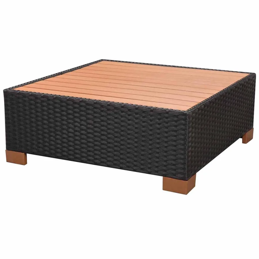 Salon de jardin 8 pcs avec coussins résine tressée noir - 13