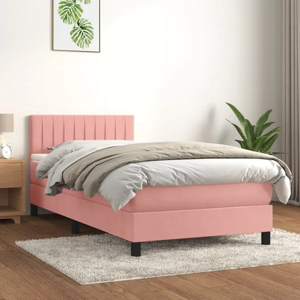 Sommier à lattes de lit avec matelas Rose 90x200 cm Velours