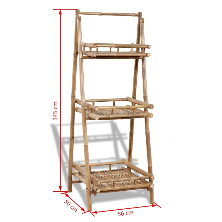 Étagère à plantes pliable 3 niveaux Bambou - 4