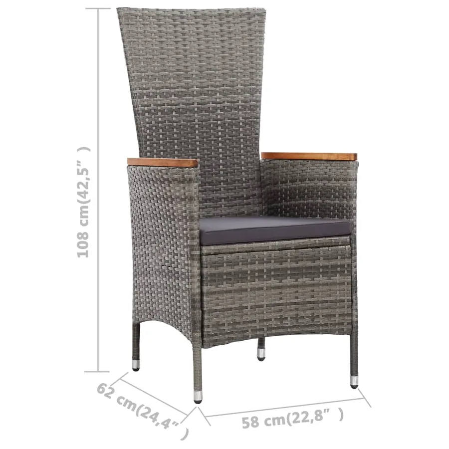 Ensemble à manger d'extérieur 9pcs coussins Résine tressée Gris - 11