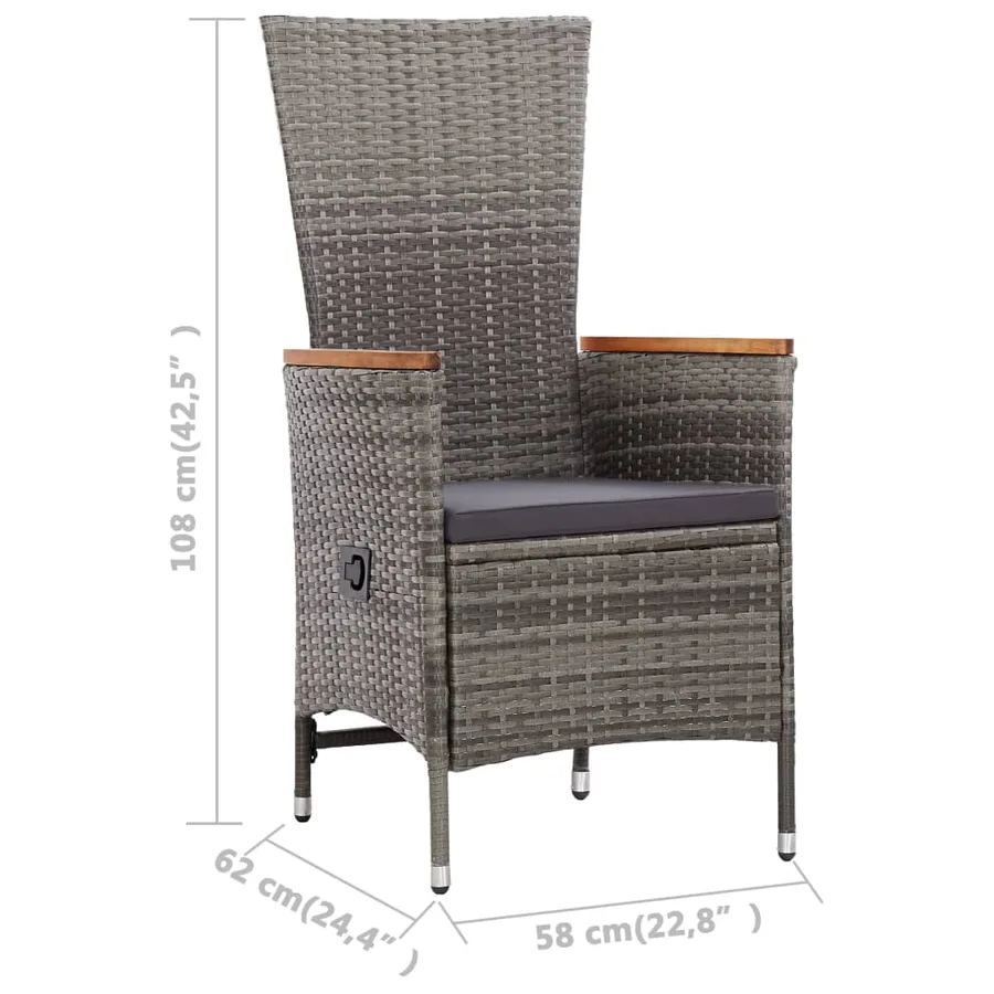 Ensemble à manger d'extérieur 9pcs coussins Résine tressée Gris - 12