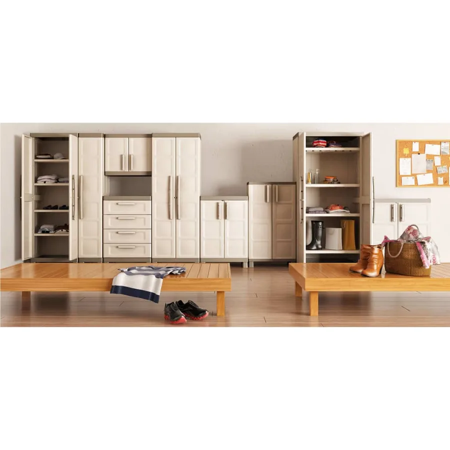 Keter Armoire de rangement basse Excellence Beige et taupe 97 cm - 5