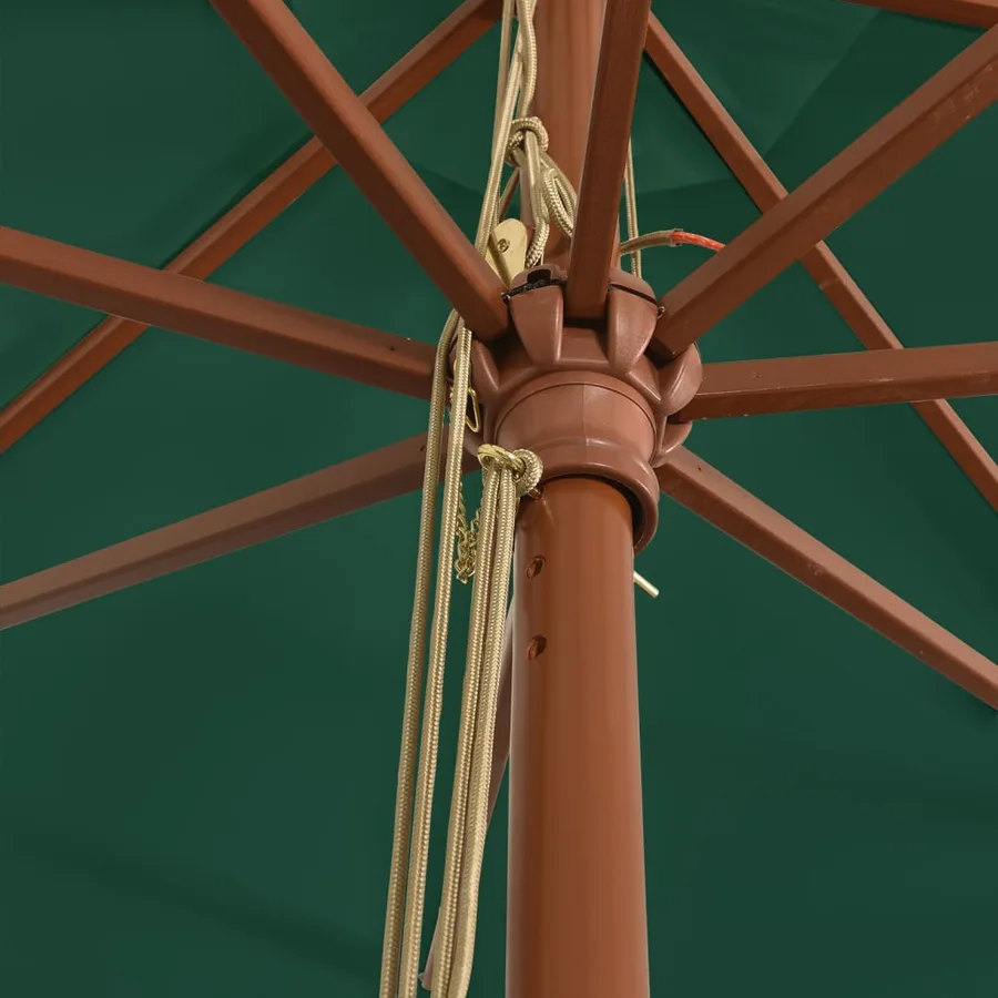 Parasol de jardin avec mât en bois vert 400x273 cm - 6