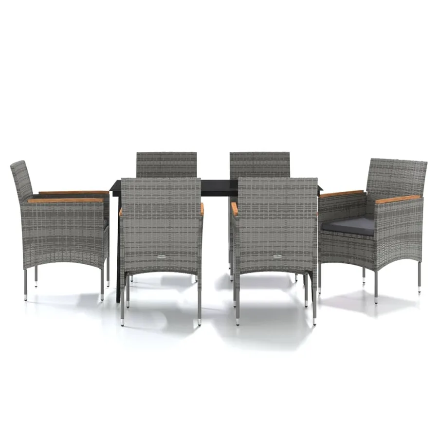 Ensemble à manger de jardin coussins 7pcs Gris et noir - 2