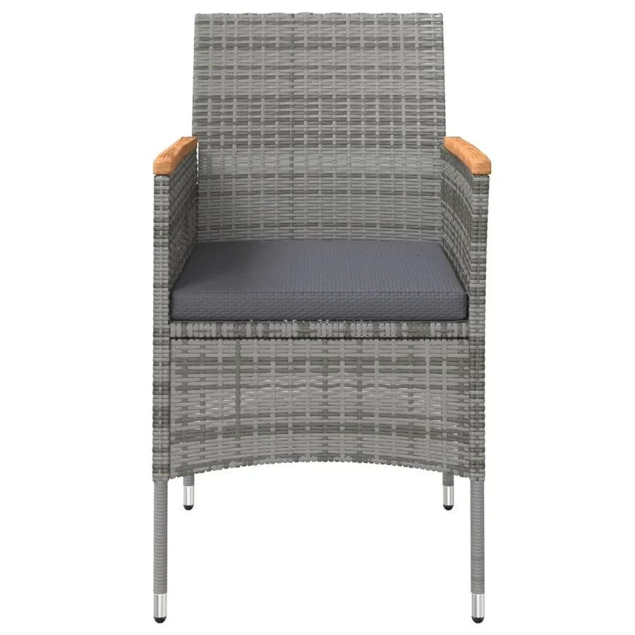 Ensemble à manger de jardin coussins 7pcs Gris et noir - 4